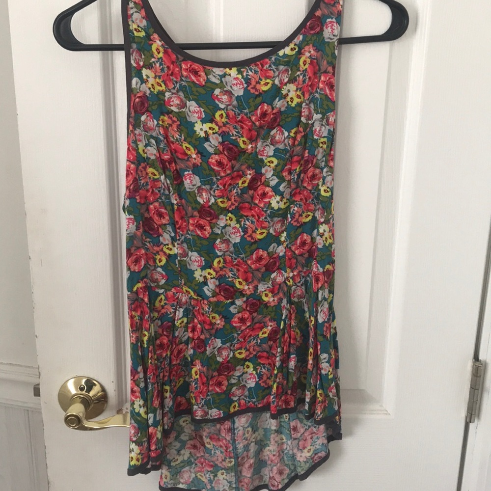 Floral high low peplum top